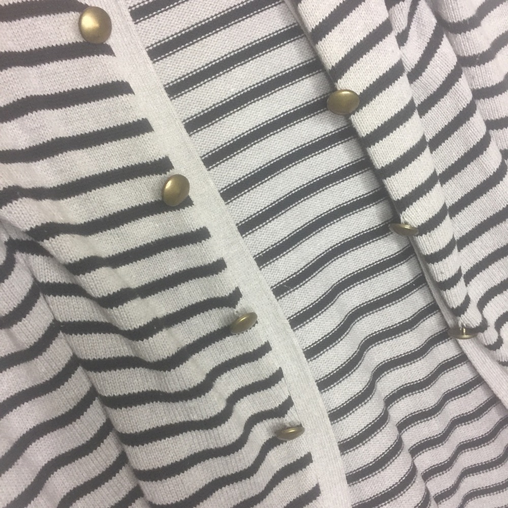 Take Out Black & Grey striped sweater Large - Picture 2 of 3